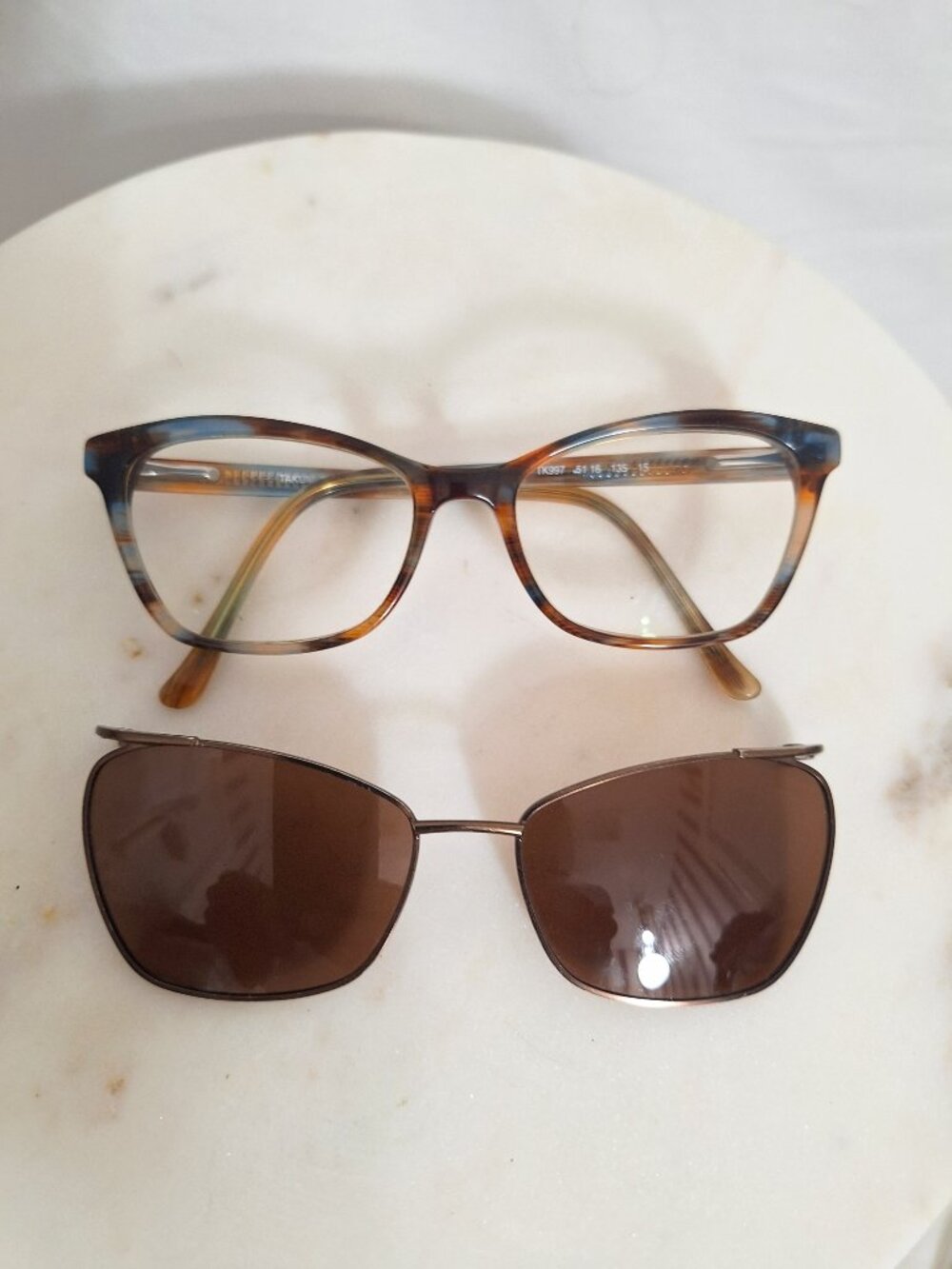 TAKUMI TK997 Semi Cat Eyeglass Frames Caramel/Blue 51-16 135 w/Shades